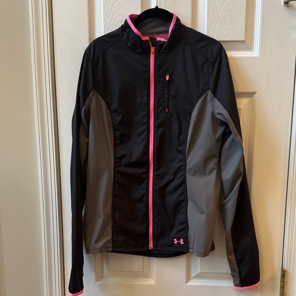 Under Armour Women's Black and Gray Jacket with Pink Highlights